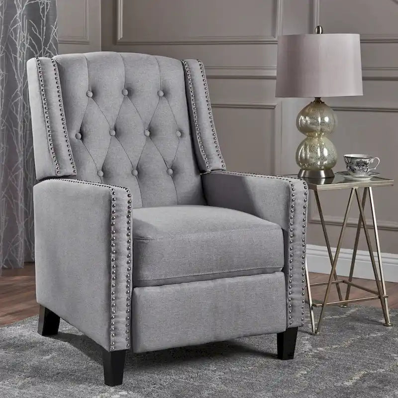 Fauteuil inclinable en tissu capitonné avec cadre en bois de bouleau