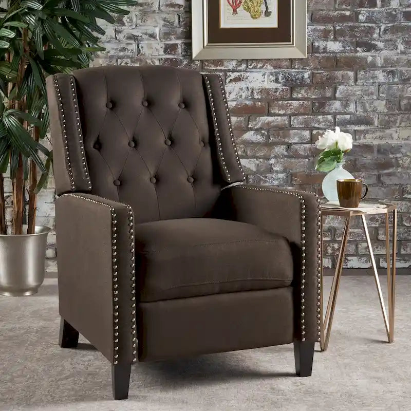 Fauteuil inclinable en tissu capitonné avec cadre en bois de bouleau