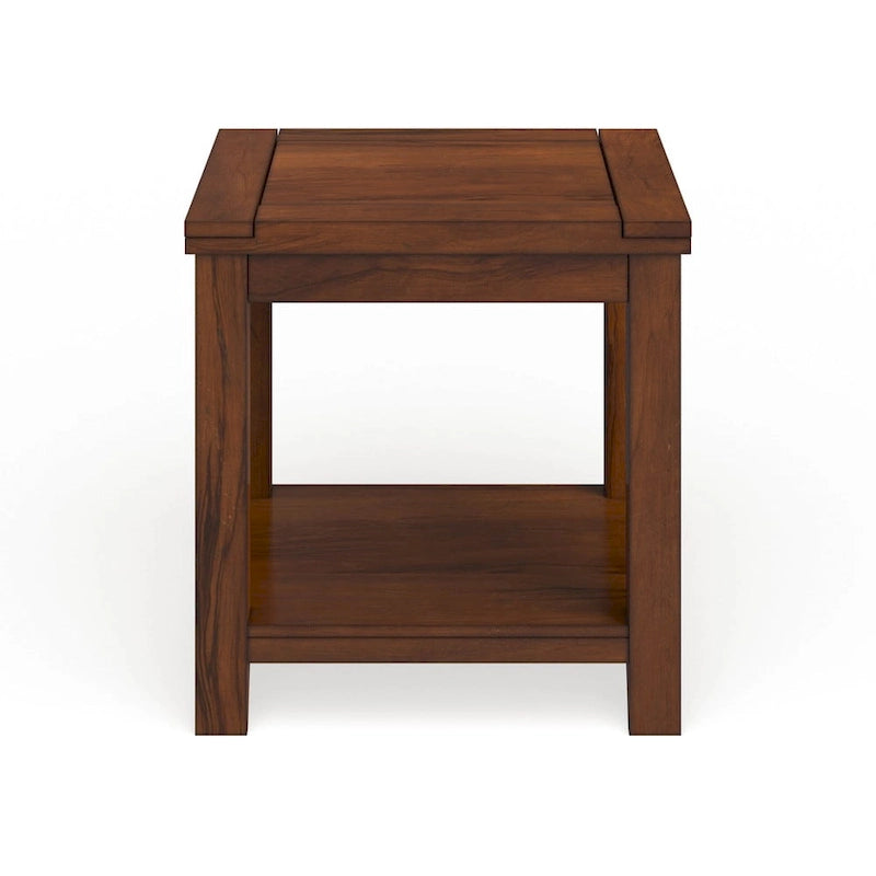 Table d'appoint transitoire en bois massif avec étagère inférieure ouverte — Finition cerise foncée