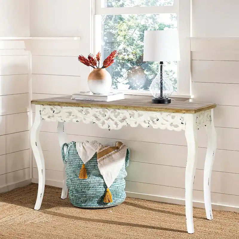 Console et table d'entrée de style victorien avec détails en volutes et pieds galbés