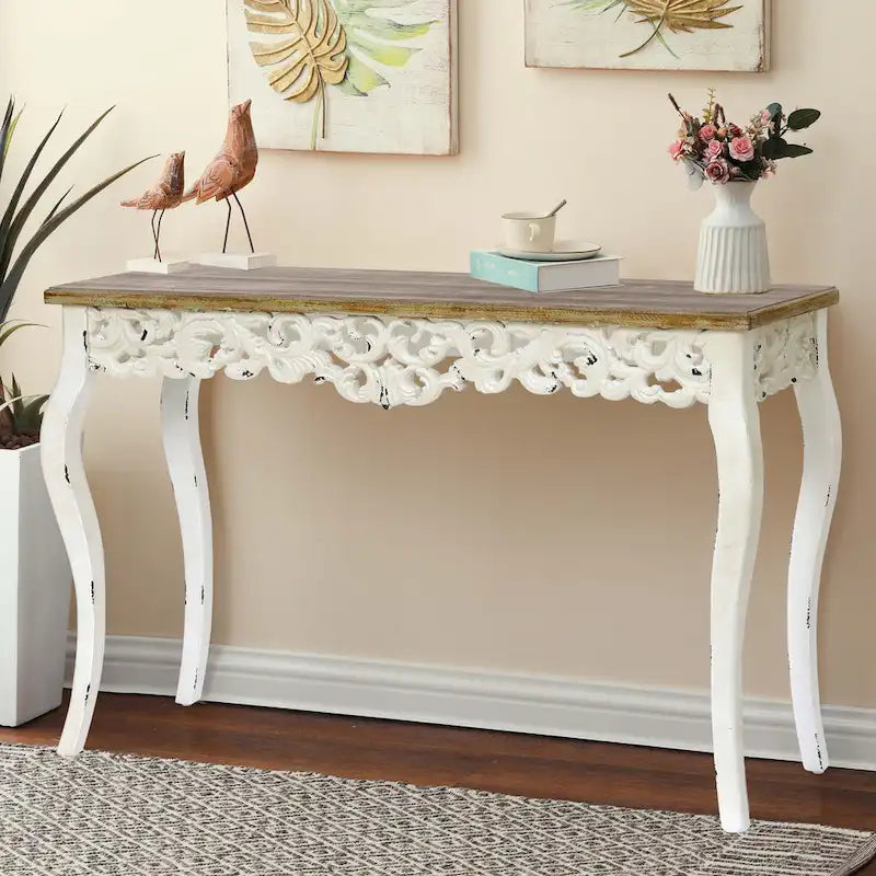 Console et table d'entrée de style victorien avec détails en volutes et pieds galbés