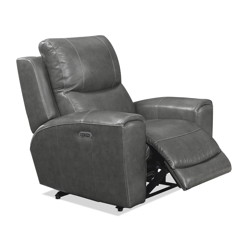 Fauteuil inclinable électrique en cuir pleine fleur avec appui-tête réglable et port USB