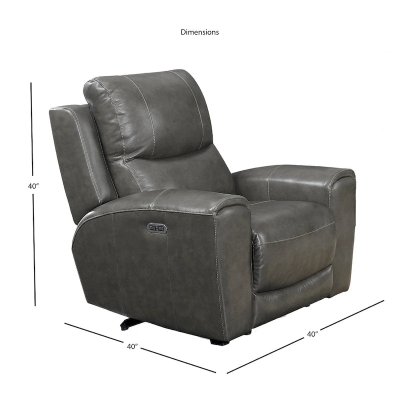 Fauteuil inclinable électrique en cuir pleine fleur avec appui-tête réglable et port USB