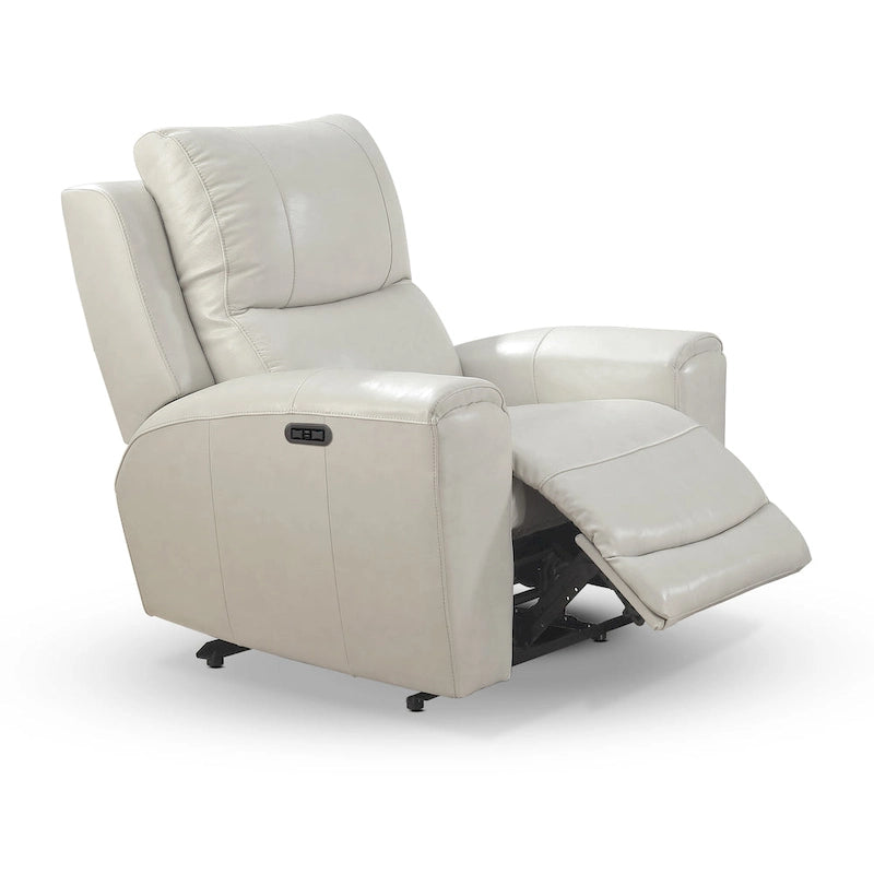 Fauteuil inclinable électrique en cuir pleine fleur avec appui-tête réglable et port USB