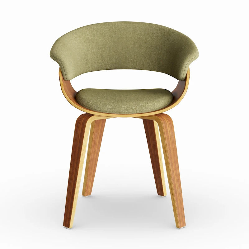 Chaise d'appoint et de salle à manger tapissée style moderne du milieu du siècle avec pieds minces en bois — Plusieurs options de tissu