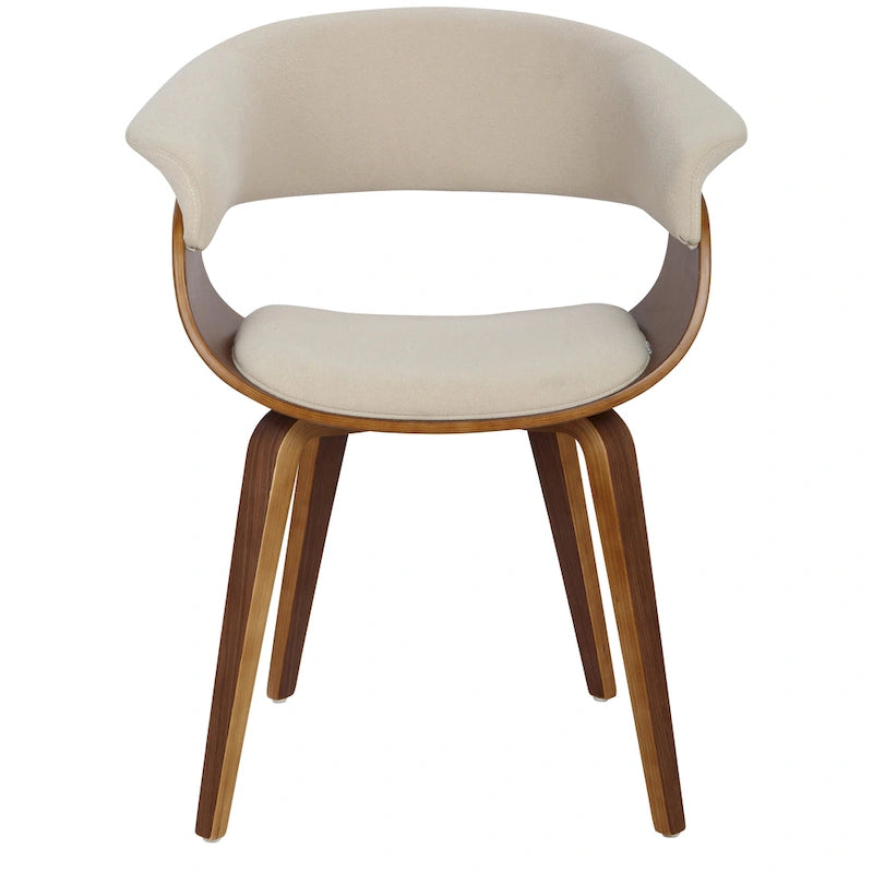 Chaise d'appoint et de salle à manger tapissée style moderne du milieu du siècle avec pieds minces en bois — Plusieurs options de tissu