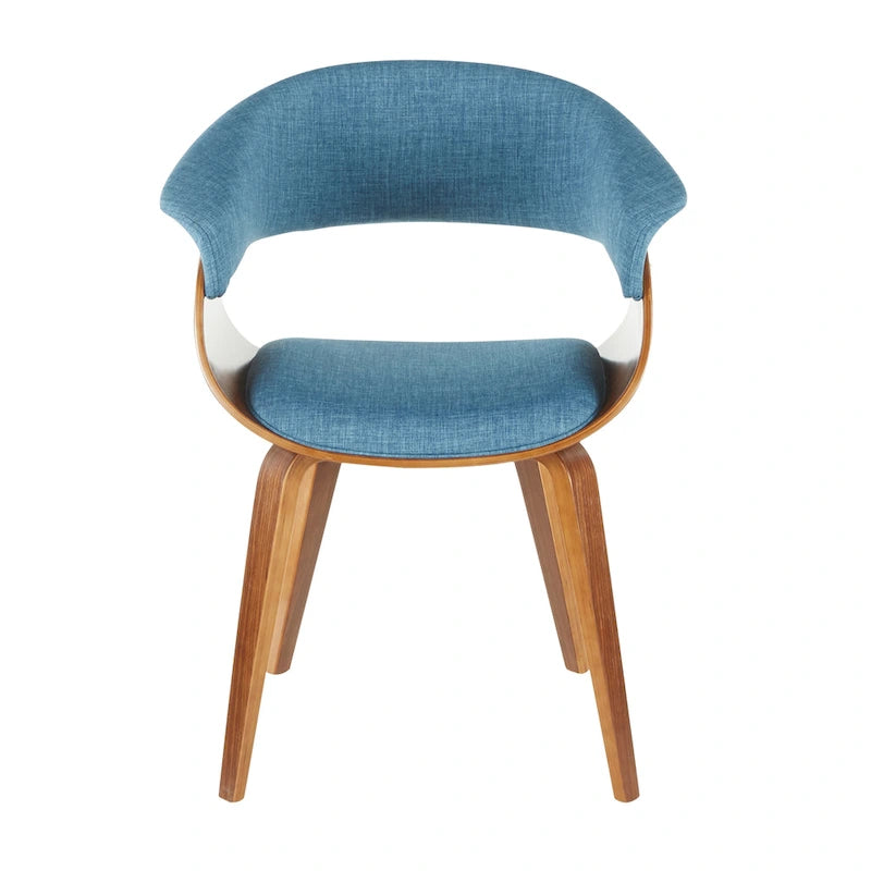 Chaise d'appoint et de salle à manger tapissée style moderne du milieu du siècle avec pieds minces en bois — Plusieurs options de tissu