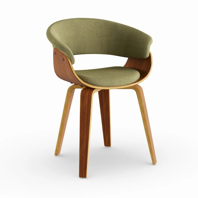 Chaise d'appoint et de salle à manger tapissée style moderne du milieu du siècle avec pieds minces en bois — Plusieurs options de tissu