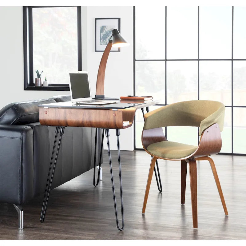 Chaise d'appoint et de salle à manger tapissée style moderne du milieu du siècle avec pieds minces en bois — Plusieurs options de tissu