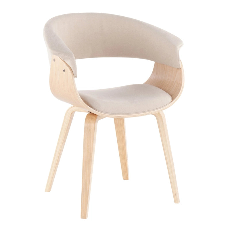Chaise d'appoint et de salle à manger tapissée style moderne du milieu du siècle avec pieds minces en bois — Plusieurs options de tissu