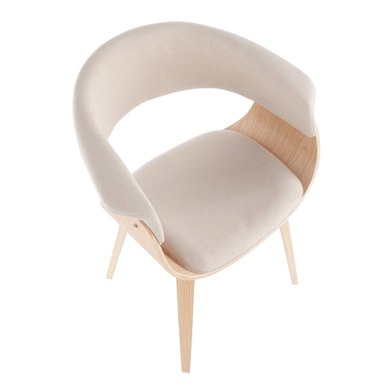 Chaise d'appoint et de salle à manger tapissée style moderne du milieu du siècle avec pieds minces en bois — Plusieurs options de tissu