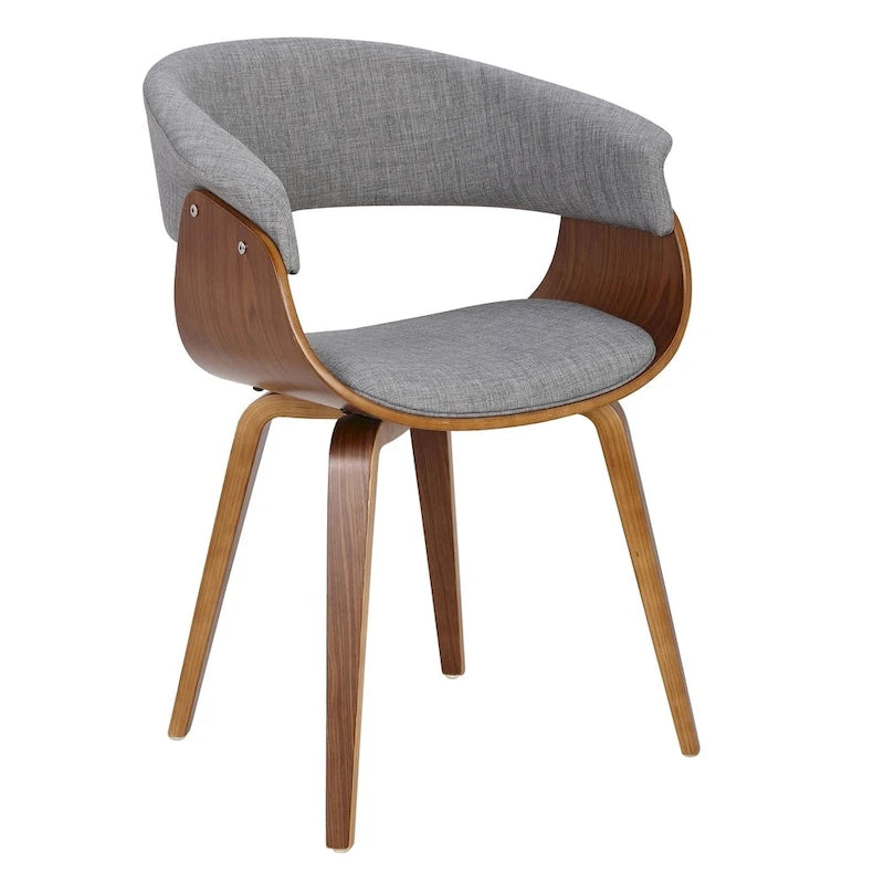 Chaise d'appoint et de salle à manger tapissée style moderne du milieu du siècle avec pieds minces en bois — Plusieurs options de tissu