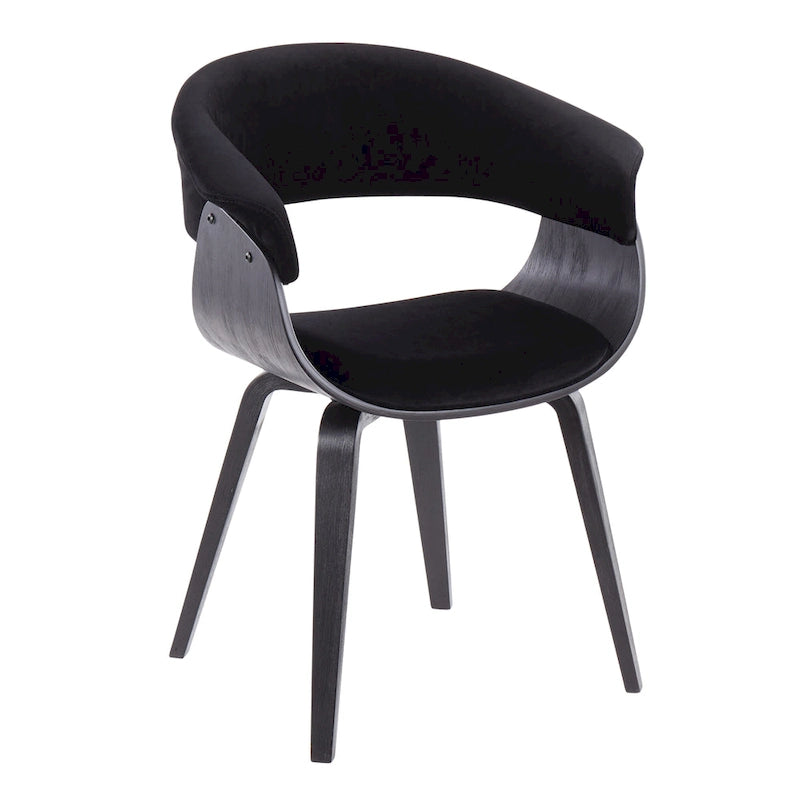 Chaise d'appoint et de salle à manger tapissée style moderne du milieu du siècle avec pieds minces en bois — Plusieurs options de tissu