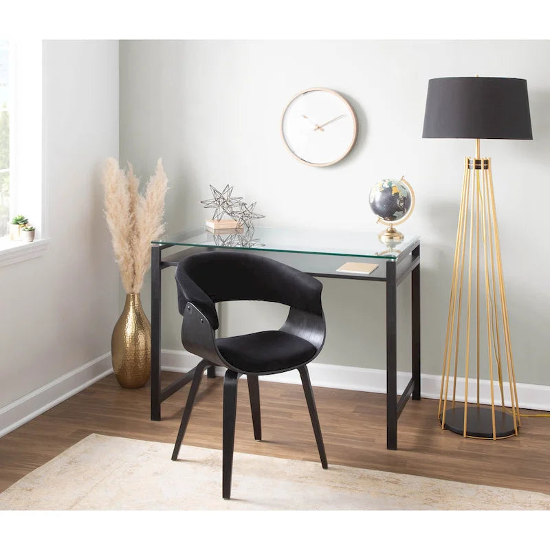 Chaise d'appoint et de salle à manger tapissée style moderne du milieu du siècle avec pieds minces en bois — Plusieurs options de tissu