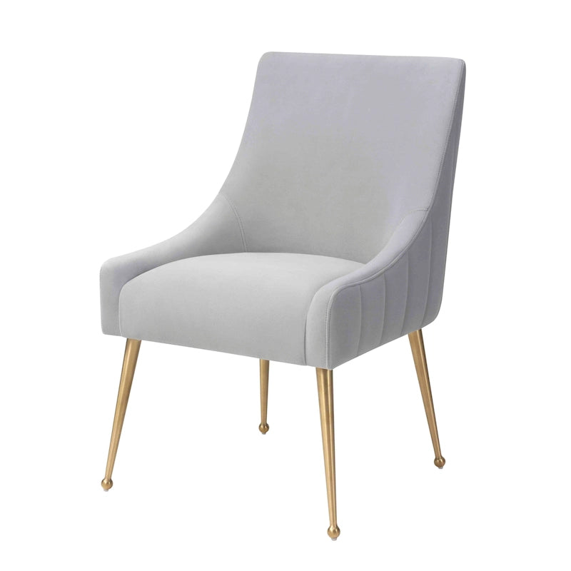 Chaise de salle à manger en velours avec dossier incurvé et pieds en acier inoxydable