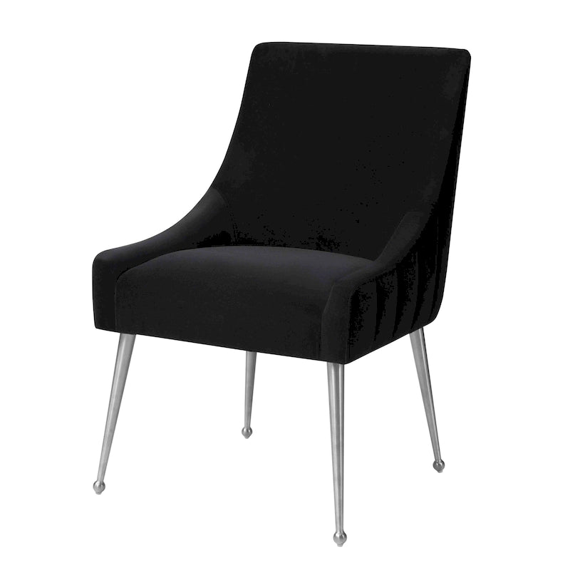 Chaise de salle à manger en velours avec dossier incurvé et pieds en acier inoxydable