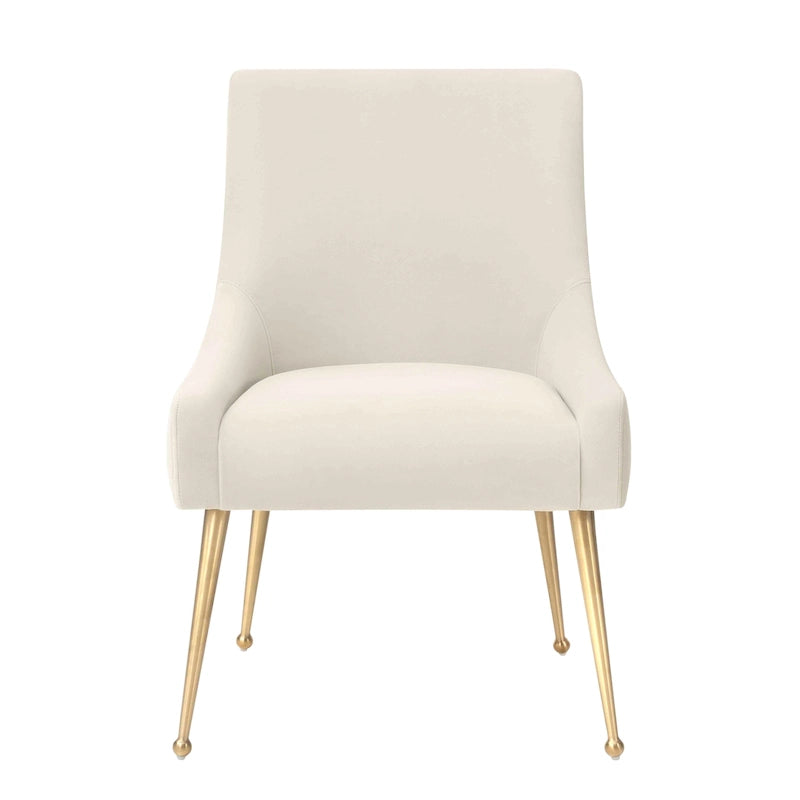 Chaise de salle à manger en velours avec dossier incurvé et pieds en acier inoxydable