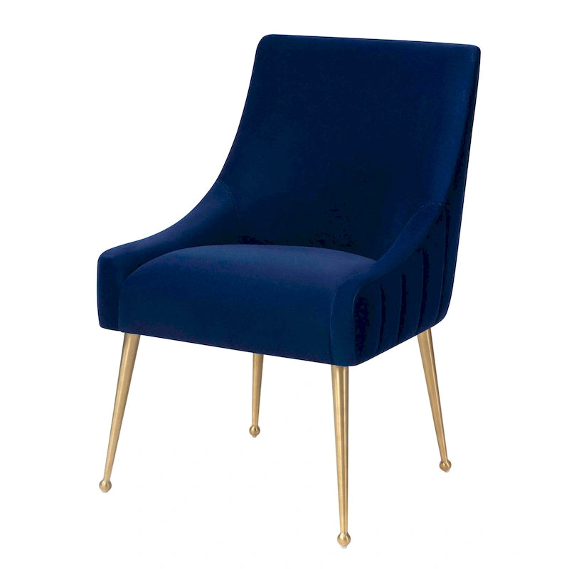 Chaise de salle à manger en velours avec dossier incurvé et pieds en acier inoxydable