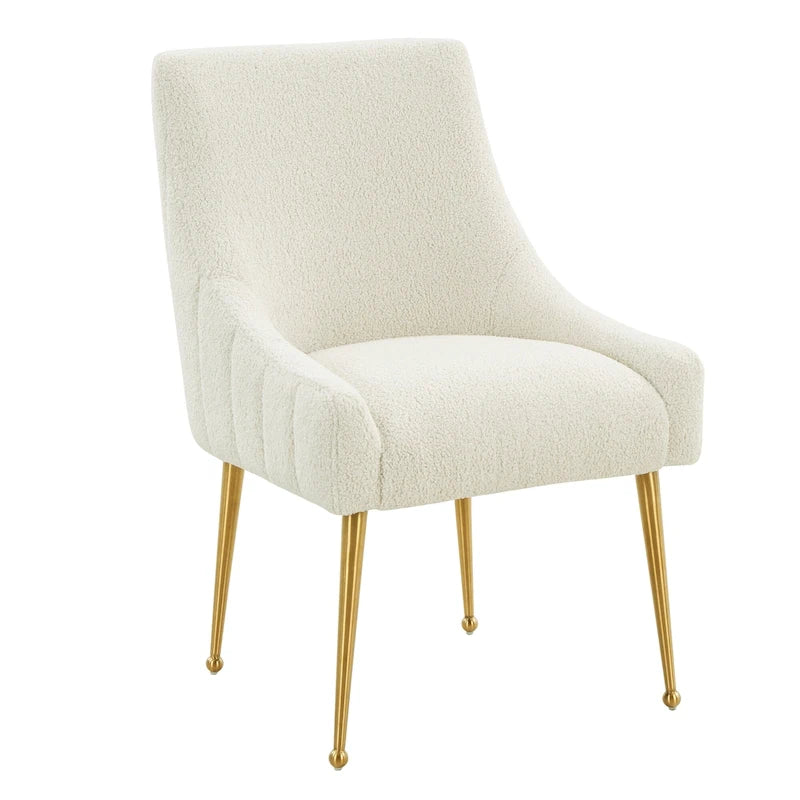 Chaise de salle à manger en velours avec dossier incurvé et pieds en acier inoxydable