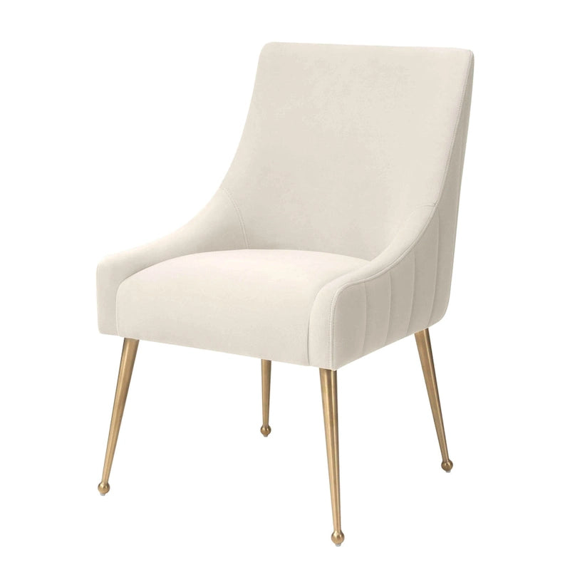 Chaise de salle à manger en velours avec dossier incurvé et pieds en acier inoxydable