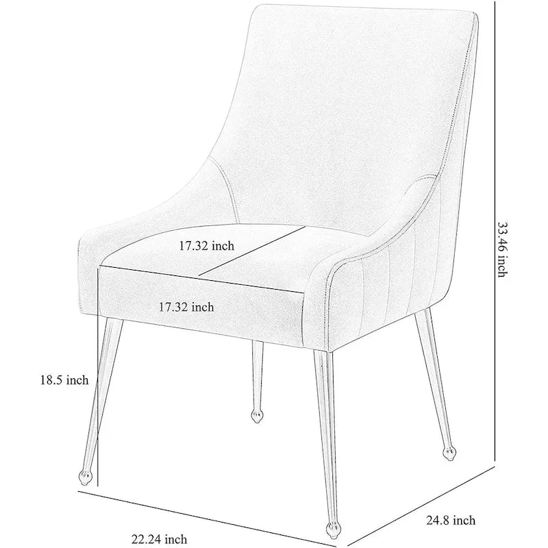 Chaise de salle à manger en velours avec dossier incurvé et pieds en acier inoxydable