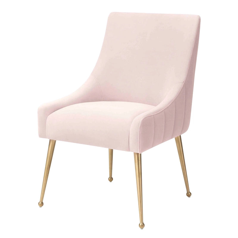 Chaise de salle à manger en velours avec dossier incurvé et pieds en acier inoxydable