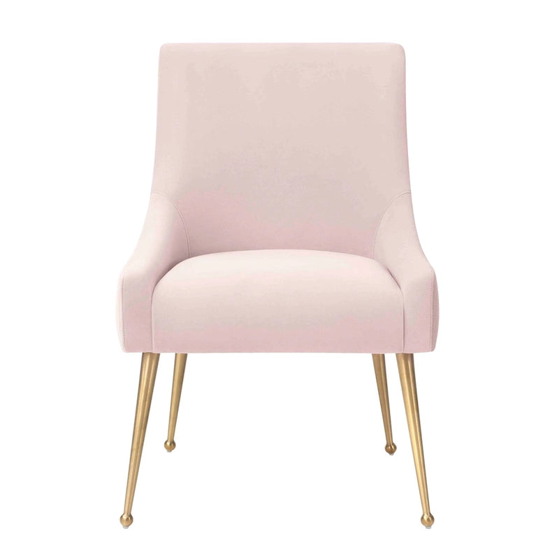Chaise de salle à manger en velours avec dossier incurvé et pieds en acier inoxydable
