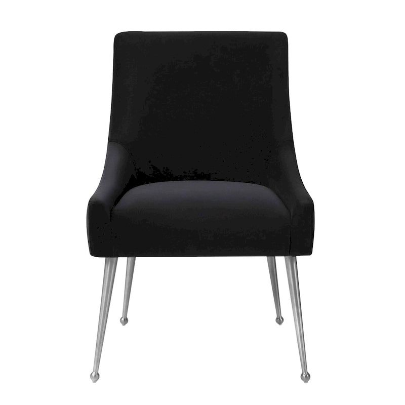 Chaise de salle à manger en velours avec dossier incurvé et pieds en acier inoxydable