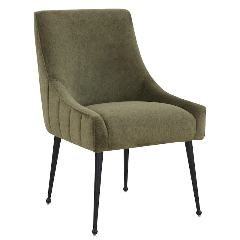 Chaise de salle à manger en velours avec dossier incurvé et pieds en acier inoxydable