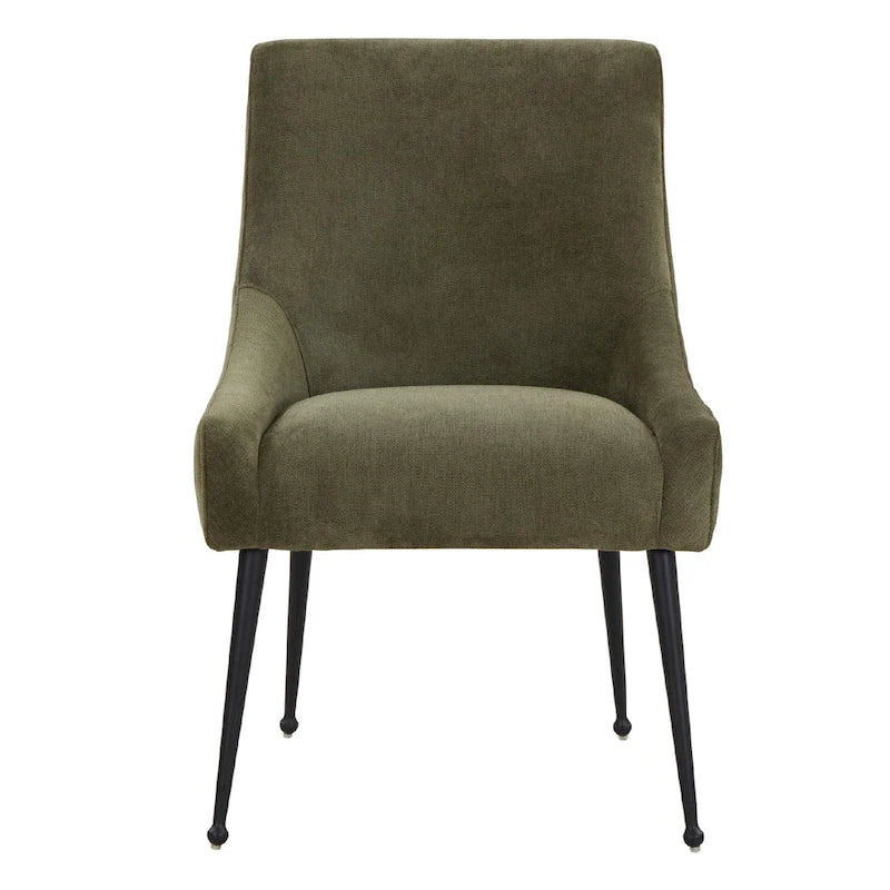 Chaise de salle à manger en velours avec dossier incurvé et pieds en acier inoxydable