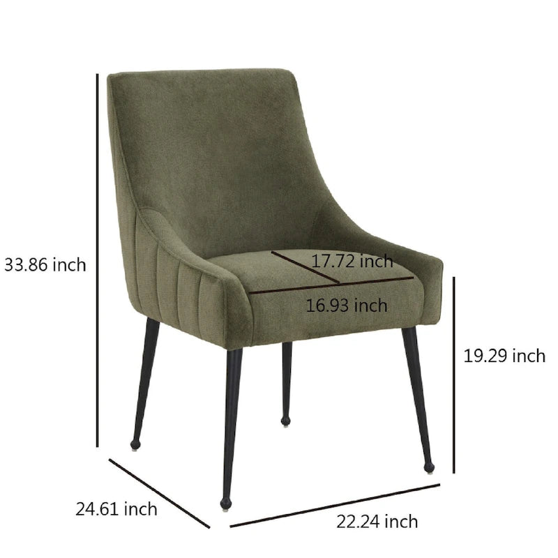 Chaise de salle à manger en velours avec dossier incurvé et pieds en acier inoxydable