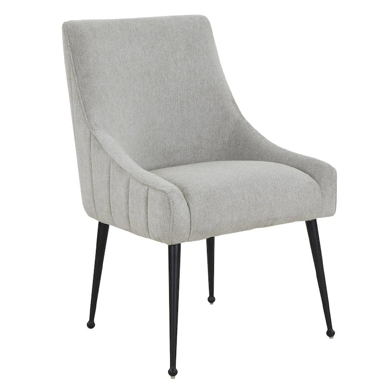 Chaise de salle à manger en velours avec dossier incurvé et pieds en acier inoxydable