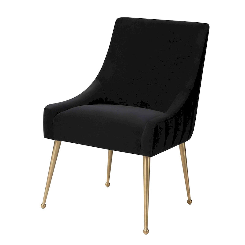 Chaise de salle à manger en velours avec dossier incurvé et pieds en acier inoxydable