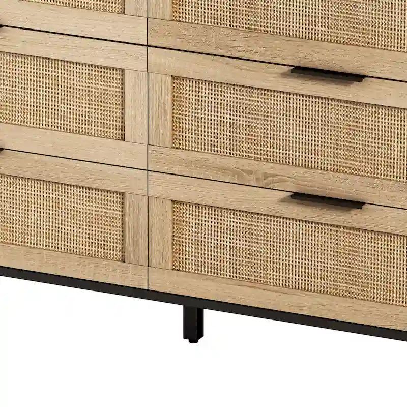 Commode de rangement à 6 tiroirs en rotin pour chambre et salon