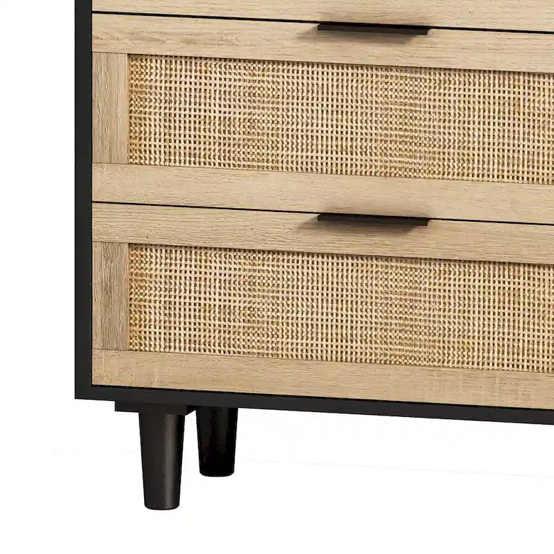 Commode de rangement à 6 tiroirs en rotin pour chambre et salon
