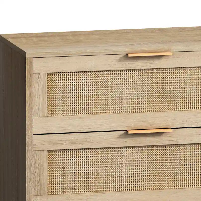Commode de rangement à 6 tiroirs en rotin pour chambre et salon