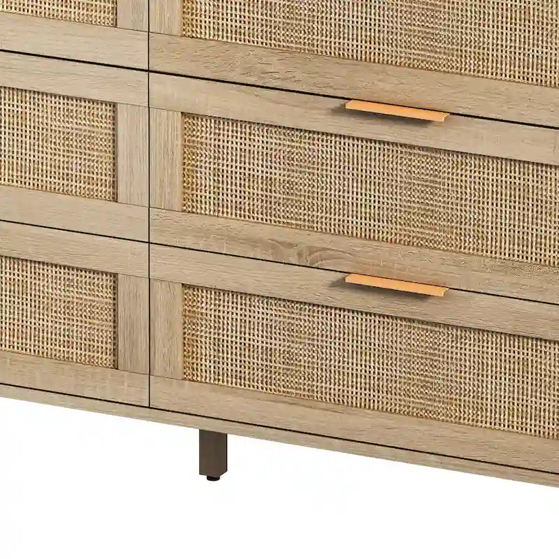 Commode de rangement à 6 tiroirs en rotin pour chambre et salon