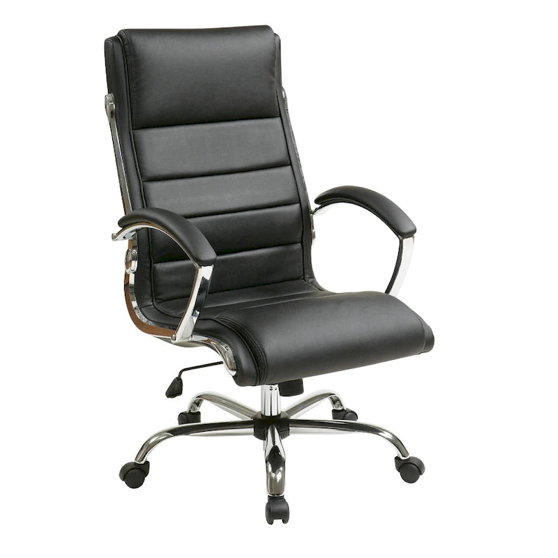 Fauteuil de bureau de direction en similicuir avec accoudoirs rembourrés et support lombaire