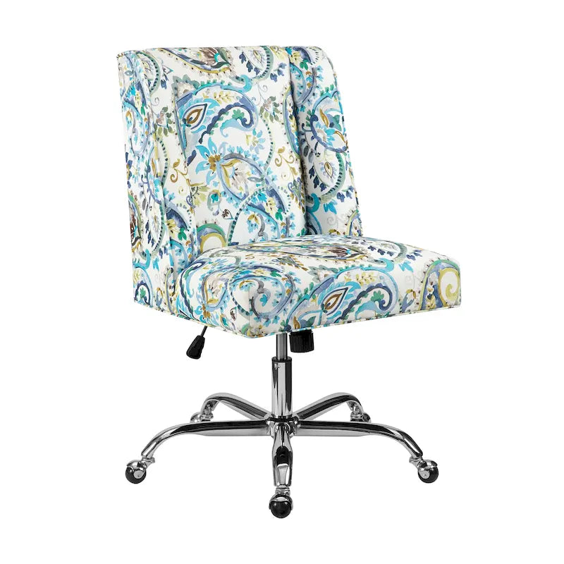 Chaise de bureau pivotante tapissée avec garniture cloutée