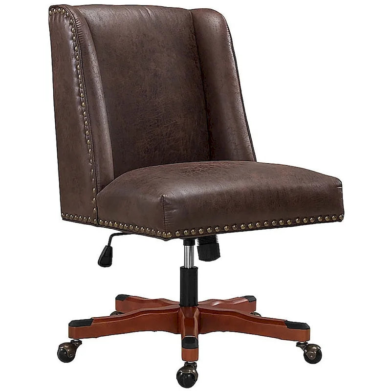 Chaise de bureau pivotante tapissée avec garniture cloutée