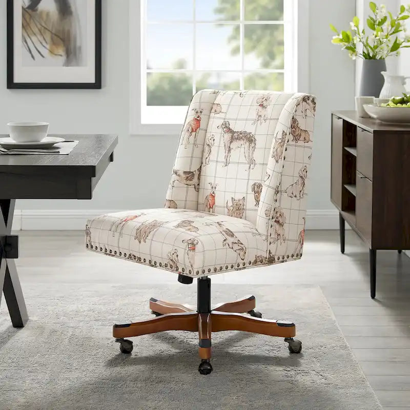 Chaise de bureau pivotante tapissée avec garniture cloutée