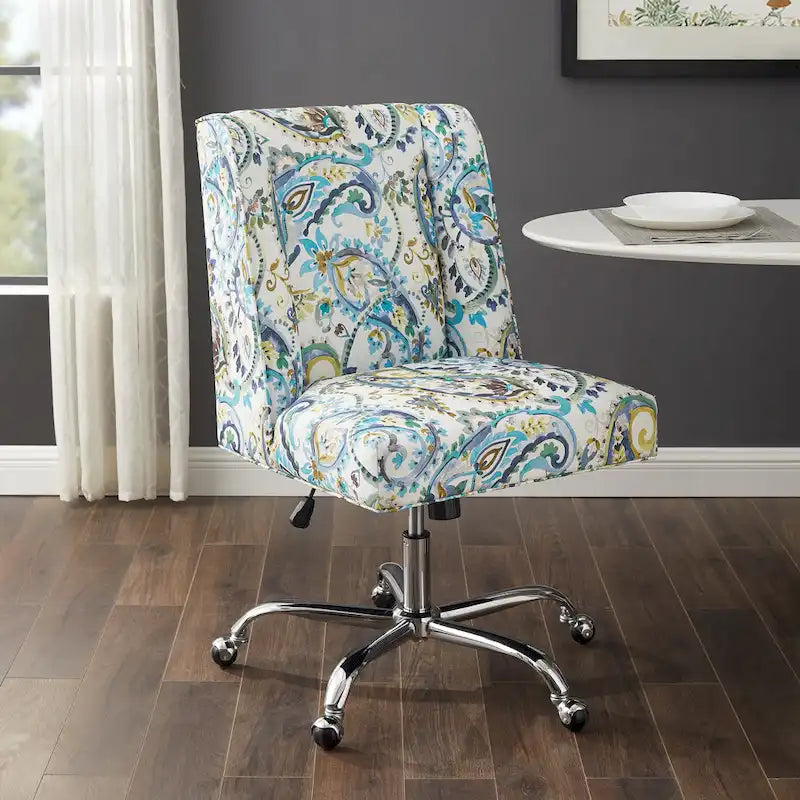 Chaise de bureau pivotante tapissée avec garniture cloutée