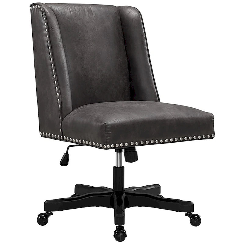 Chaise de bureau pivotante tapissée avec garniture cloutée