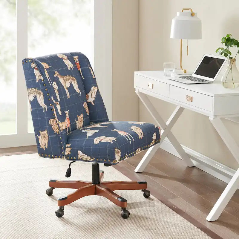 Chaise de bureau pivotante tapissée avec garniture cloutée