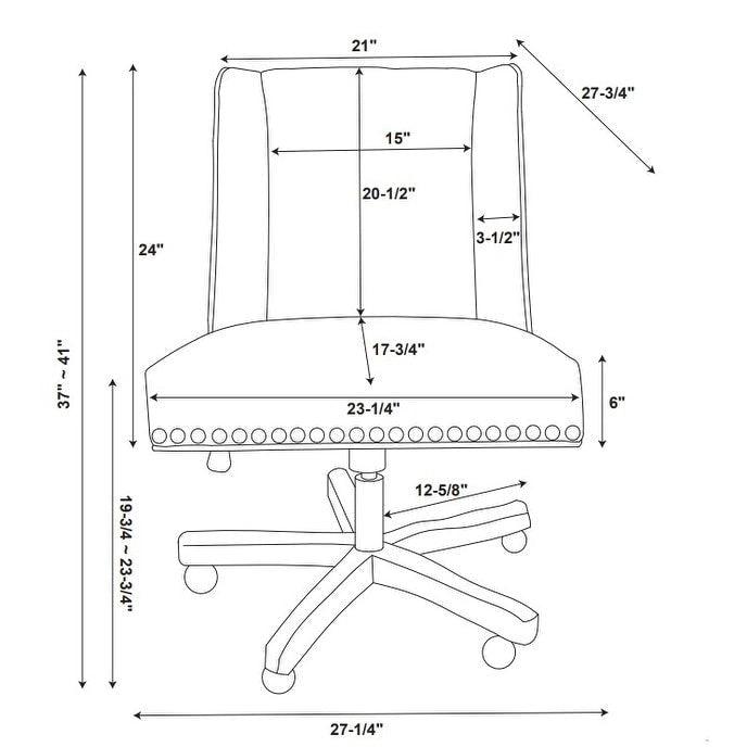 Chaise de bureau pivotante tapissée avec garniture cloutée