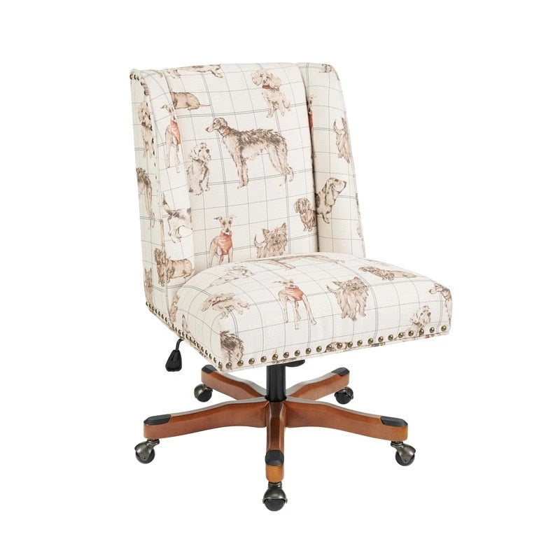Chaise de bureau pivotante tapissée avec garniture cloutée