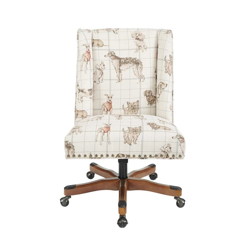 Chaise de bureau pivotante tapissée avec garniture cloutée