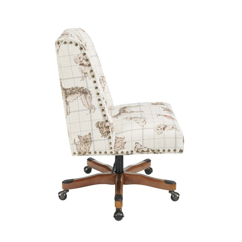 Chaise de bureau pivotante tapissée avec garniture cloutée