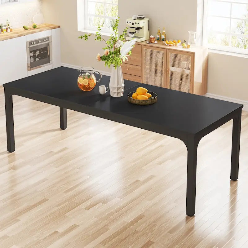 Table à manger rectangulaire industrielle avec pieds en métal robuste — 6 à 8 places