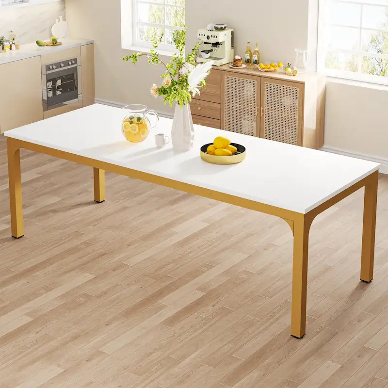 Table à manger rectangulaire industrielle avec pieds en métal robuste — 6 à 8 places